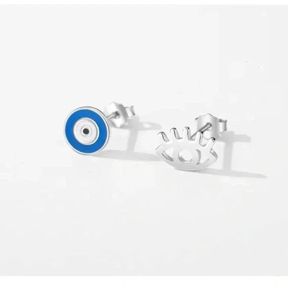 925 Sterling Silver Evil Eye Studs Earrings
