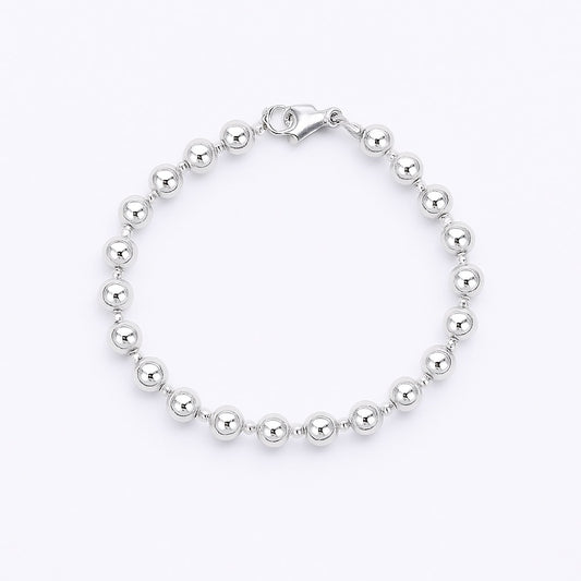 Silver-Tone Beaded Ball Bracelet – 6mm Beads